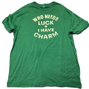 Women’s Green 'Who Needs Luck' Graphic Tee Size 3XL